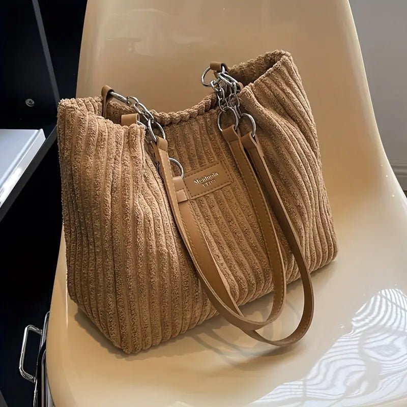 Luxe Corduroy Tote Bag - Vibayaa