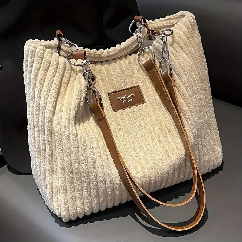 Luxe Corduroy Tote Bag - Vibayaa